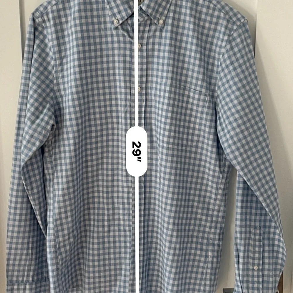 J. Crew blue  gingham pattern Wash Organic Cotton button Down Shirt Size S